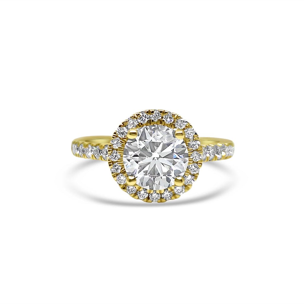 💛 Celesté™ Yellow Gold & Ethical Diamond Halo Ring – 3.00ct of Pure Brilliance