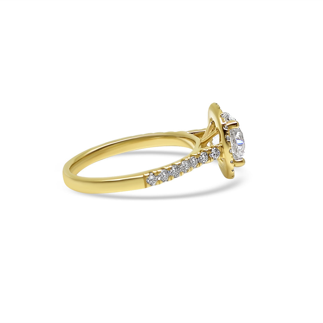 💛 Celesté™ Yellow Gold & Ethical Diamond Halo Ring – 3.00ct of Pure Brilliance