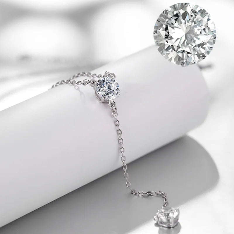 Aurelia Geometric Zircon Pendant | 925 Sterling Silver | Classic Crystal Slide Necklace