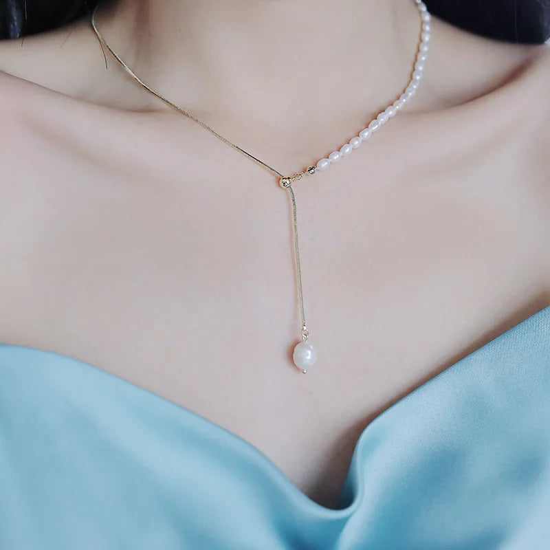 ✨ Aurelia – Baroque Pearl Chain Necklace