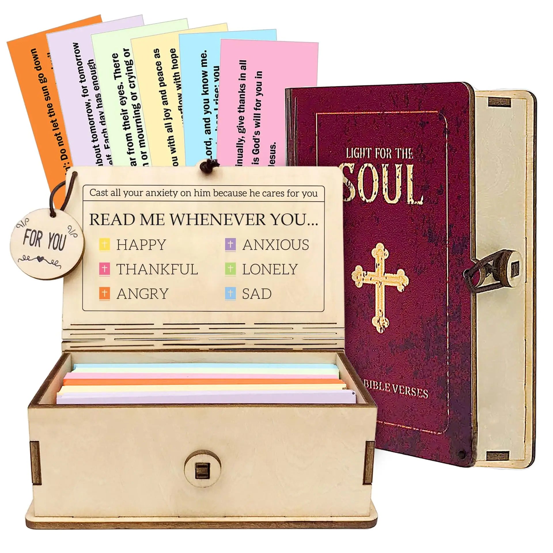 📖 Daily Bible Verse Wooden Scripture Box – 150 Inspirational Cards for Faith & Reflection