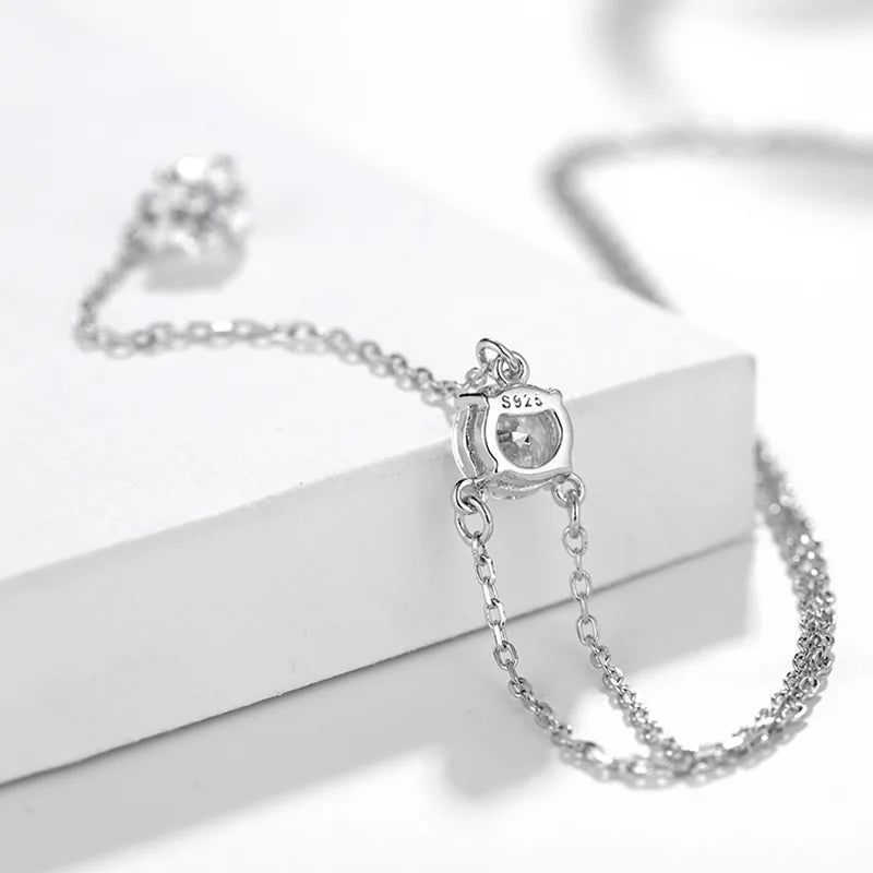 Aurelia Geometric Zircon Pendant | 925 Sterling Silver | Classic Crystal Slide Necklace