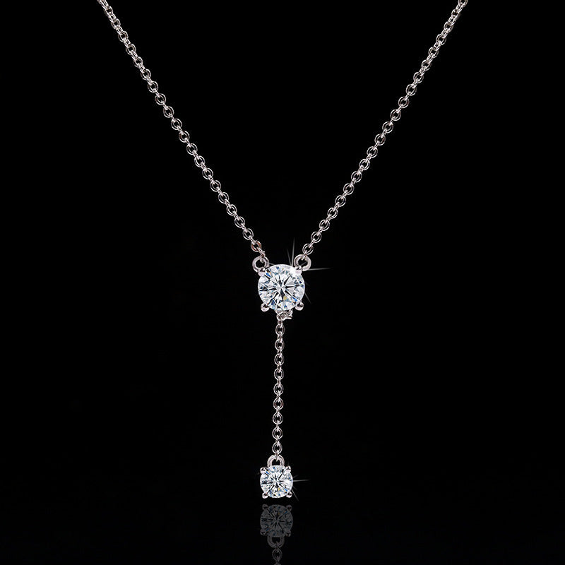 Aurelia Geometric Zircon Pendant | 925 Sterling Silver | Classic Crystal Slide Necklace
