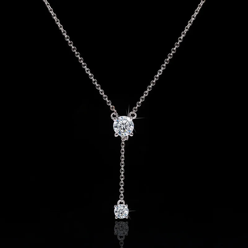 Aurelia Geometric Zircon Pendant | 925 Sterling Silver | Classic Crystal Slide Necklace