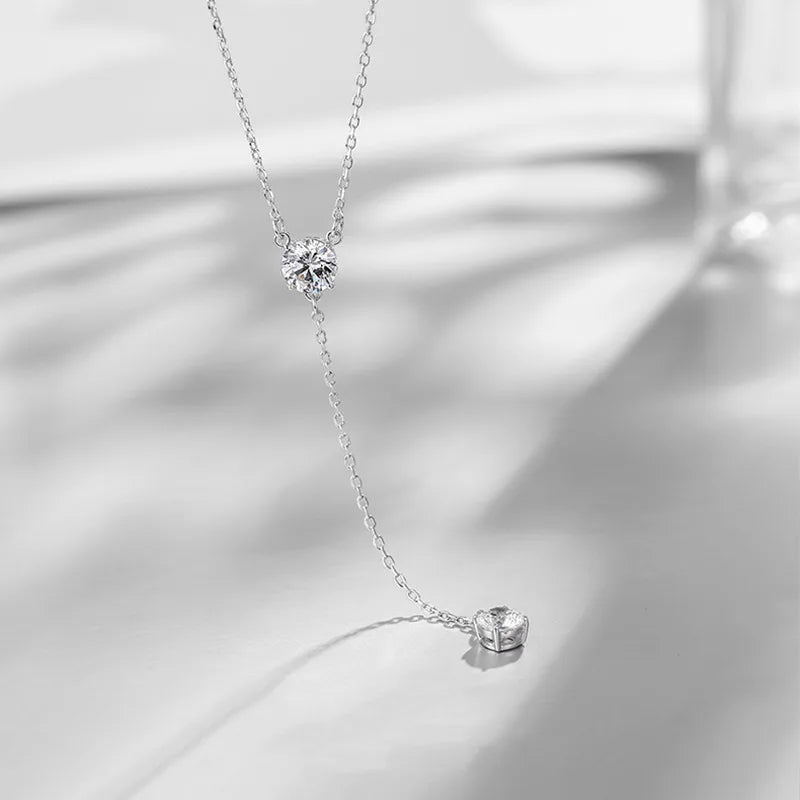 Aurelia Geometric Zircon Pendant | 925 Sterling Silver | Classic Crystal Slide Necklace