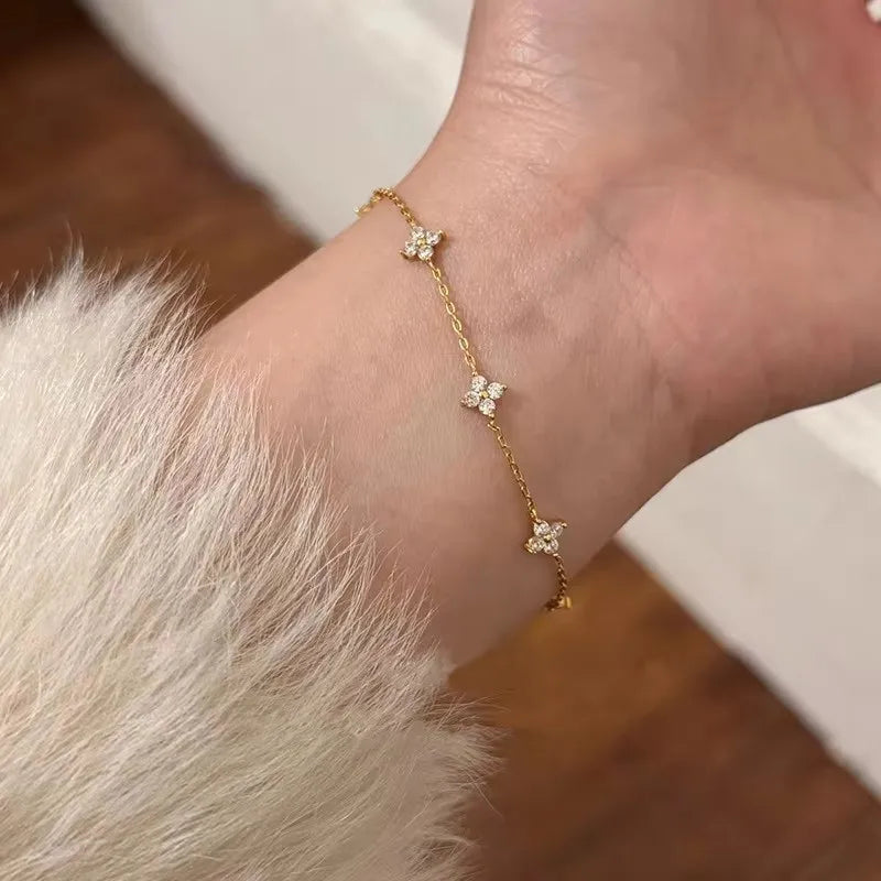 Azure Bloom Necklace | Gold-Plated Blue Flower Pendant | Adjustable O-Chain Elegance