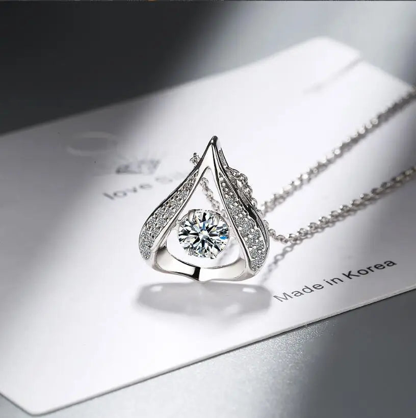 💎 Éclat d’Eau – Women’s Sterling Silver Moissanite Pendant Necklace