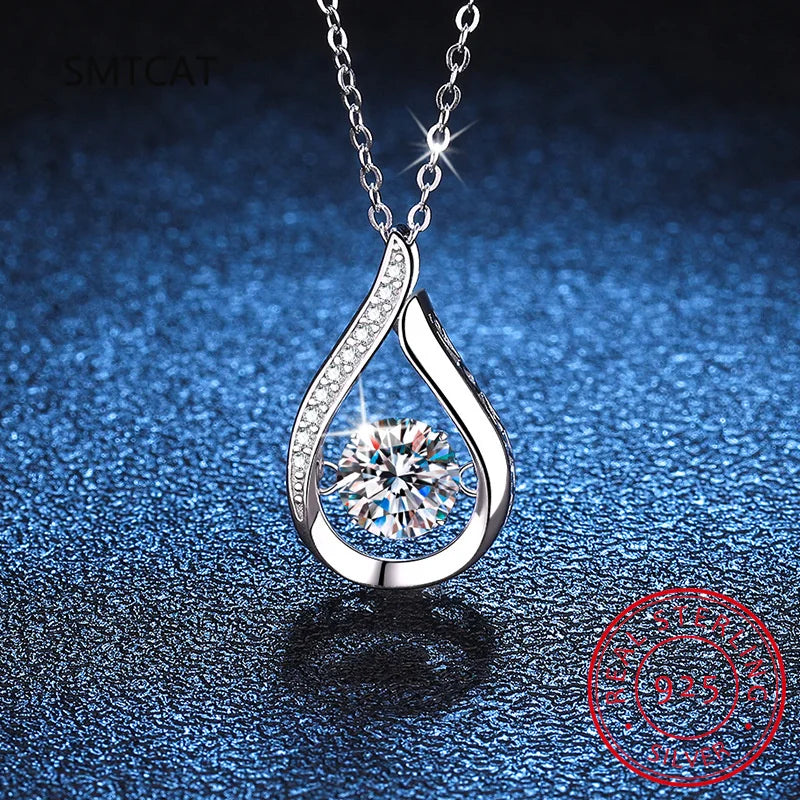 💎 Éclat d’Eau – Women’s Sterling Silver Moissanite Pendant Necklace
