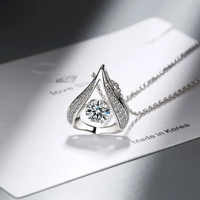 💎 Éclat d’Eau – Women’s Sterling Silver Moissanite Pendant Necklace