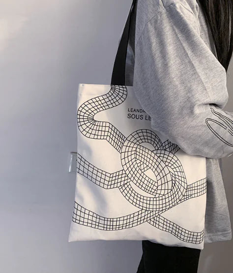 Leandra Geometric Canvas Tote – Minimalist Luxury for the Modern Muse
