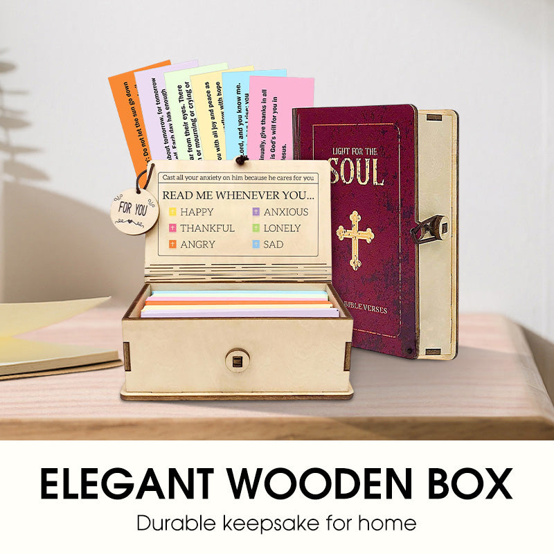 📖 Daily Bible Verse Wooden Scripture Box – 150 Inspirational Cards for Faith & Reflection